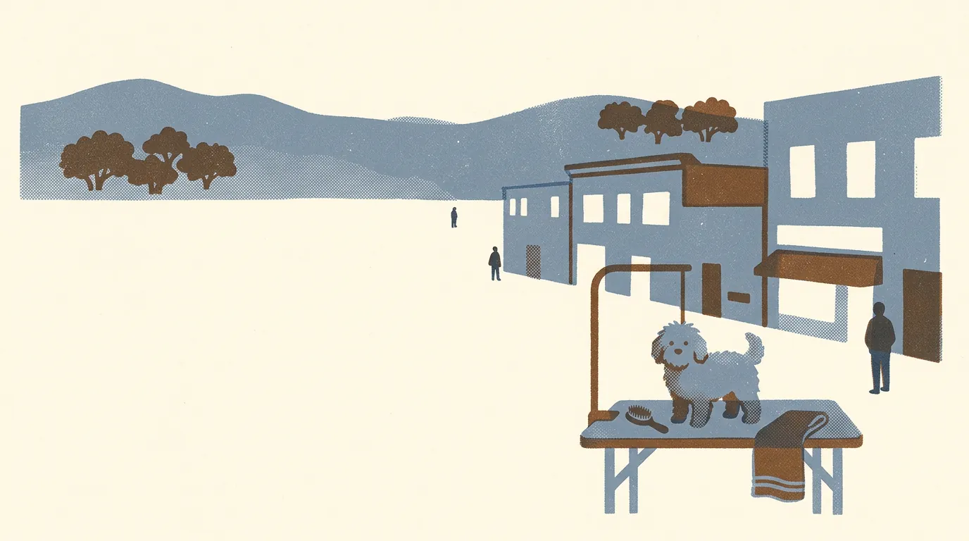 Illustration of dog groomers in Oakland