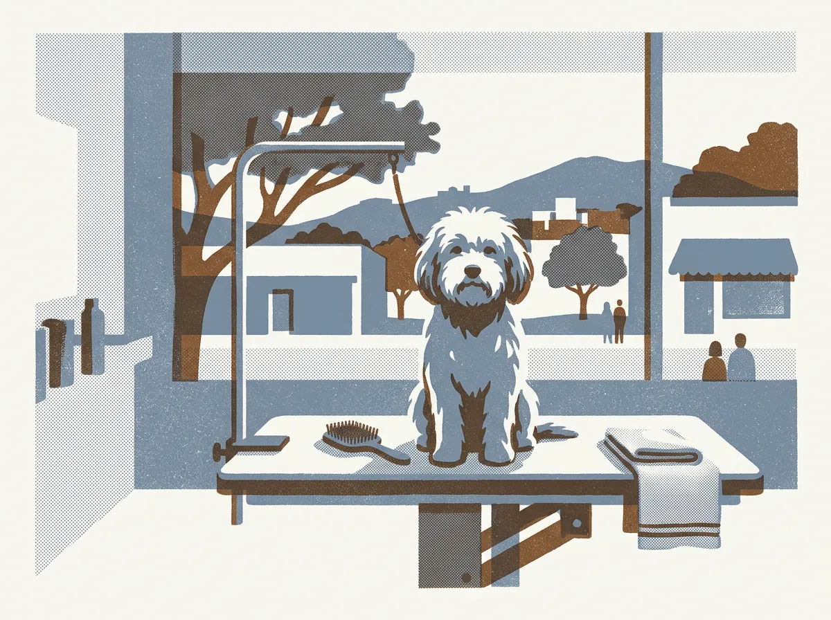 Illustration of dog groomers in Oakland